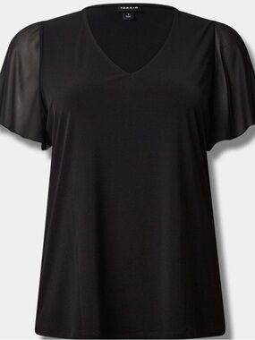 Torrid 3x Studio Knit V-Neck Chiffon Sleeve Tee